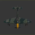 Green and Yellow Airplane Model With Propeller Wing Markings and Attached Bombs
