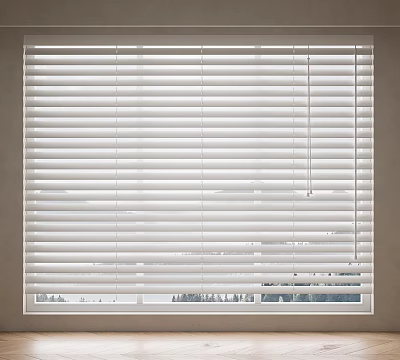 White Venetian Blinds For Window In Modern Interior With Light Filtering Design 3d model