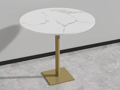 Modern Round Coffee Table With White Marble Top And Golden Metal Stand 3d model