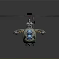 3D Green Helicopter Model With Blue Windows And Red Tipped Rotor Blades