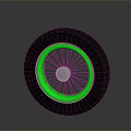 Car Tire With Black Rubber Green Rim And Silver Center Cap Design For Vehicle