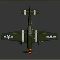 Green Military Airplane Model With White Stars Black Yellow Propeller And Detailed Design
