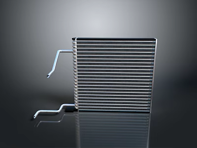 Metal Radiator With Cooling Fin Structure And Pipe Connection For Heat Dissipation 3d model