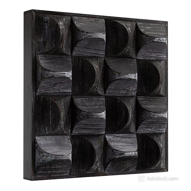 Dark Wood Geometric 3D Wall Decor 3d model 