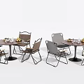 Modern Outdoor Table And Chair Set With Metal Frames And Tabletop Decor Items 3d model