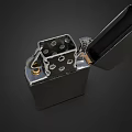 Open Lid Vintage Metal Lighter With Wheel Mechanism And Flame Nozzle