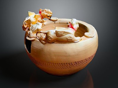 Modern clay pot clay pottery 3d model