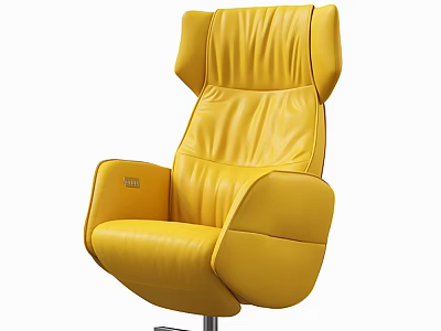 Modern Yellow Leather Office Chair Featuring High Back Ergonomic Armrests And Metal Base 3d model