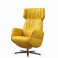 Modern Yellow Leather Office Chair Featuring High Back Ergonomic Armrests And Metal Base