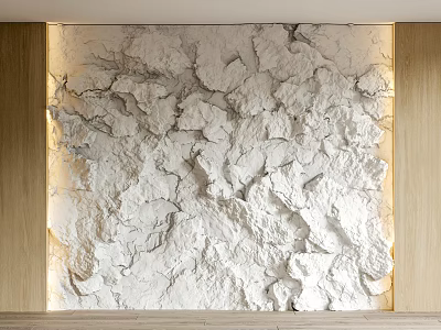 White Textured Background Wall With Wooden Frame And Soft Lighting In Modern Interior Design 3d model