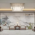 New Chinese Reception Room Office Unit Reception Room 3d model