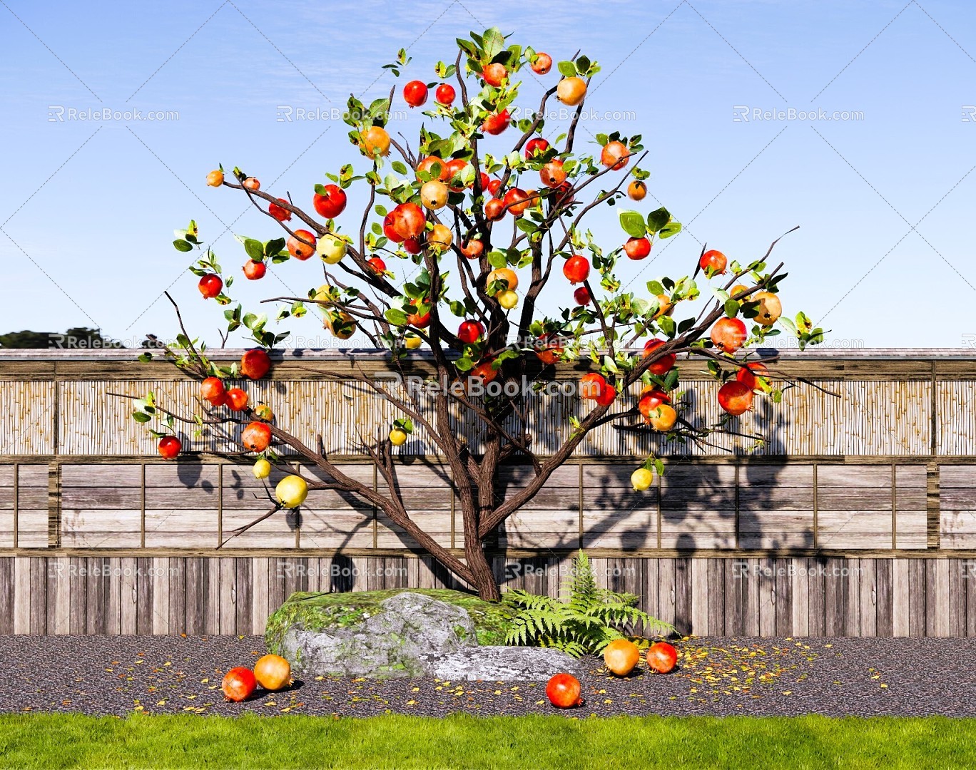 Tree Pomegranate Tree Garden Fruit Tree Landscape Modeling Flower Tree Pomegranate Fruit Tree Garden Landscape Tree model