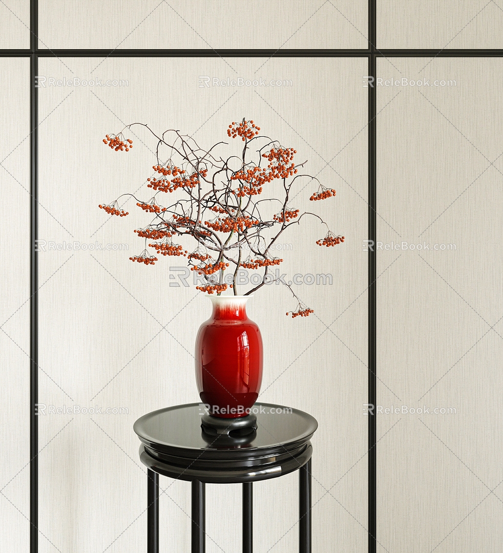 New Chinese Style Vase New Chinese Style Flower Vase Flower Art 3d model