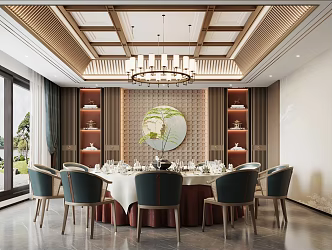 New Chinese Room Hotel Restaurant Room 3d model