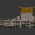 Cartoon Waterfront Hut with Thatched Roof Wooden Platform Small Boat Fishing Net and Barrels