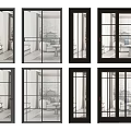 New Chinese-style sliding door 3d model