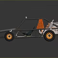 Off Road Dune Buggy With Blue Body Orange Wheels And Open Frame Structure 3d model