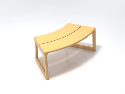 Light Wood Double Sofa with Curved Modern Design and Sturdy Wooden Legs 3d model