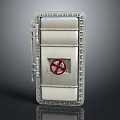 Silver Industrial Metal Safety Door Featuring Riveted Frame And Red Circular Valve