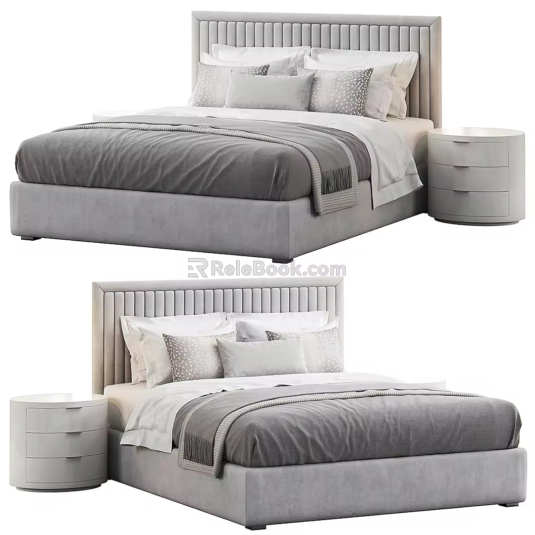 Double bed fabric double bed side section corner section 3d model