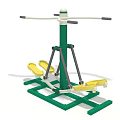 Sturdy Outdoor Fitness Equipment With Double Yellow Seats And Green Frame For Leg Exercise