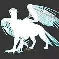 Mythical Flying Griffin Creature With Detailed Muscular Body And Skeletal Wings