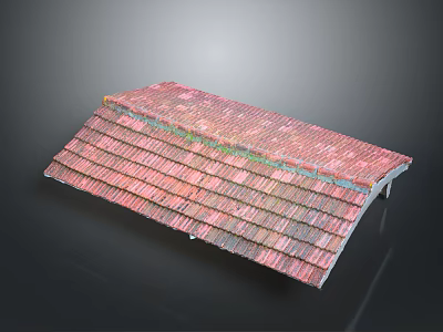 Sloped Red Tile Roof Model With Varied Red Tones And Mossy Accents 3d model