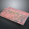 Sloped Red Tile Roof Model With Varied Red Tones And Mossy Accents