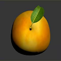 Fresh Ripe Yellow Mango With Green Leaf On Dark Background Showing Reflection