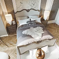 Elegant Modern Bedroom Interior With Bedside Tables Table Lamps Area Rug And Accent Chair