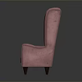 Stylish Pink Velvet Wingback Armchair With High Back And Wooden Legs