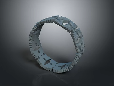 Ornate Gray Fashion Accessory With Intricate Hollow Patterns And Circular Design 3d model