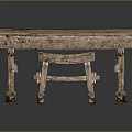 Rustic Wooden Furniture Table And Stool With Natural Wood Texture Design