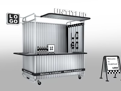 Functional Mobile Cart With Untitled Signboard Logo And Festival Welcome Sign 3d model