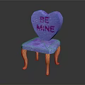 Heart Shaped Purple And Pink Chair With BE MINE Text And Wooden Legs