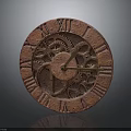 Vintage Clock With Roman Numerals And Exposed Intricate Gear Mechanism