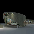 Innovative Exhibition Booth Design With Domed Glass Roof Curved Structure Interior Display Areas Modern Lighting