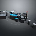 Industrial Equipment Setup With Black Blue Mechanical Parts Pipes Containers And Control Panels