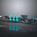 Futuristic Sci-Fi Weapon Featuring Blue Glowing Circular Components Metallic Structure And Advanced Mechanical Details 3d model