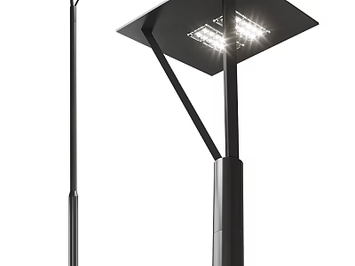 Outdoor LED Lights With Black Pole And Square Design For Illumination 3d model