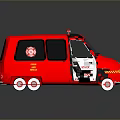 Detailed Red Fire Truck Toy Model With Fire Dept Logo And Wheels