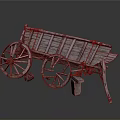 Vintage Wooden Wagon With Large Spoked Wheels And Rustic Wooden Planks