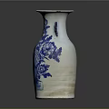 Exquisite Blue and White Vase with Intricate Sculpted Floral Patterns and Double Handles