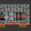 3D Model Scene With Colorful Barrels Grid Walls And Floor Structure