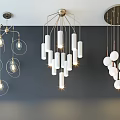 Modern Hanging Chandeliers With Various Designs Metal Frames And Spherical Glass Shades