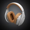 White And Brown Over Ear Headphones With Soft Leather Earpads For Premium Audio Experience
