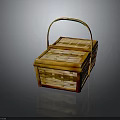 Handwoven Bamboo Storage Basket With Handheld Handle And Double Compartment Design