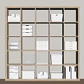 Various Storage Baskets on Wooden Cube Shelf for Home Organizing with Different Styles