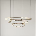 Modern Double Ring Chandelier With Brass Frame And White Globe Light Bulbs 3d model
