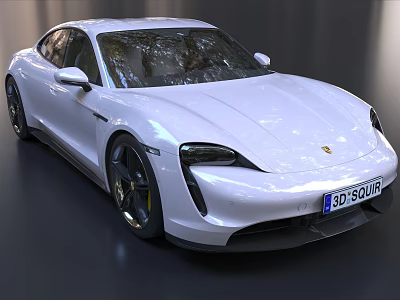 White Porsche Electric Sports Car With Sleek Design Modern Exterior And Alloy Wheels 3d model